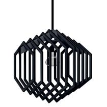 Luminária Teto Tipo Pendente Hexagonal Mdf - Completa Cor: Preta Luminária Teto Tipo Pendente Hexagonal Mdf - Completa Cor: Preta