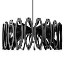 Luminária Teto tipo Pendente JADE MDF - Completa - Bola - Cor: Preta Luminária Teto tipo Pendente JADE MDF - Completa - Bola - Cor: Preta