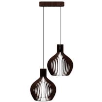 Luminária Teto tipo Pendente KAZAN MDF - Completa - Cor: Marrom