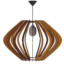 Luminária Teto Tipo Pendente Parentesis Mdf Completa - Marrom Luminária Teto Tipo Pendente Parentesis Mdf Completa - Marrom
