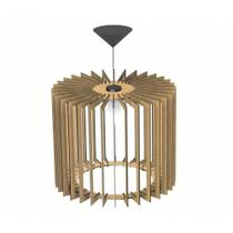 Luminária Teto Tipo Pendente Santa Rita Mdf - Completa - Preta