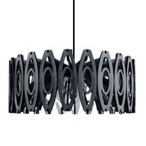 Luminária Teto tipo Pendente TOPÁZIO MDF - Completa - 02 bolas - Cor: Preta