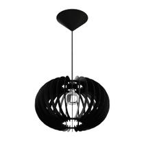 Luminária Teto tipo Pendente URANO MDF - Completa - Cor: Preta