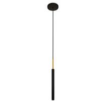 Luminária Teto Tubo Pendente Cama Quarto Preto Dourado 40Cm