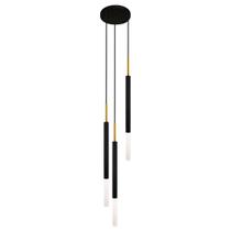 Luminária Teto Tubo Triplo Difusor Sala Quarto Preto Dourado