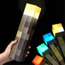 Luminária Tocha Minecraft RGB LED 4 Cores Gamer Infantil Abajur Recarregável USB Pixel Blocos Quarto Luminária Tocha Minecraft RGB LED 4 Cores Gamer Infantil Abajur Recarregável USB Pixel Blocos Quarto