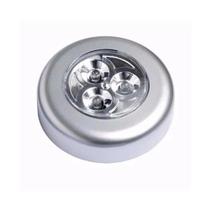 Luminária Toque Redonda Adesiva 3 Led Pilha Sem Fio