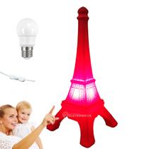 Luminária Torre Eiffel Vermelha Para Decorar Iluminar Com Lâmpada LED Cor Branca T1191 - USAPDE