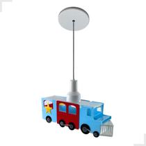 Luminária Trenzinho Azul Pendente Quarto infantil Menino