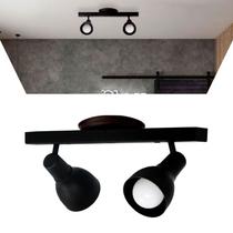 Luminária Trilho Spot Duplo Com Canopla 2 Lâmpadas Direcionáveis E27