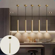 Luminaria Tubo Led Teto Balcao Mesa Pendente Bivolt Cabo Dourado