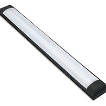 Luminária Tubular Slim Linear Led 18w 60cm Sobrepor Branco Frio 6500k Preta