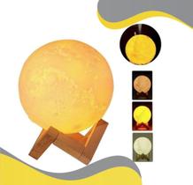 Luminária umidificador ar Lua cheia 3D aromatizador quarto