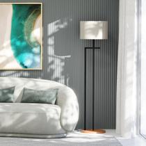 Luminária UniDecor Salone Base Aço Cúpula Luxo Preta e Palha