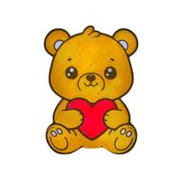 Luminária Urso com Coração LED Presente Decorativo Fofo