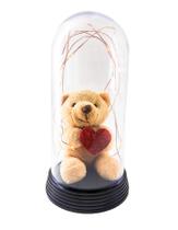 Luminária Urso De Pelúcia Coração Base Preto Presente Amor