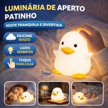 Luminária Usb Toque Infantil Pato Led Silicone 3 Cores