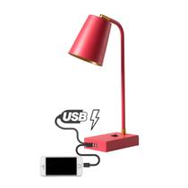 Luminária USB TUTTO, hub de carga rápida 17W 3 portas, 1 C + 2 USB A, articulada, dimmer, inclui lâmpada