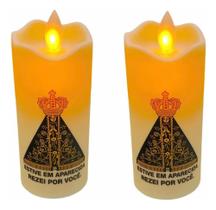 Luminária Vela Led Eletronica Chama Viva Nossa Senhora Aparecida