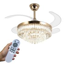 Luminaria Ventilador Retratil Lustre Led 3 Tons 6 Velocidades Controle Remoto Silenciosa Iluminaçao Quarto Sala Recepçao