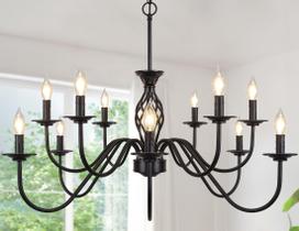 Luminária VerRon Candelabro de 12 luzes em preto fosco Luminária VerRon Candelabro de 12 luzes em preto fosco