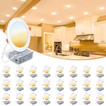Luminária VOLISUN 6", pacote com 24 LED embutida, regulável, 5 CCT