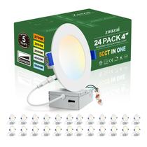 Luminária zouzai, pacote com 24, 4 polegadas, LED, regulável, 5CCT