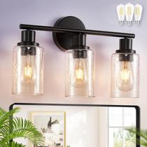 Luminárias de banheiro DINGLILIGHTING 3 luzes pretas com lâmpadas