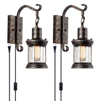 Luminárias de parede GLADFRESIT Rustic Lantern Bronze polido a óleo, pacote com 2