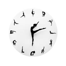 Luminárias de teto criativo diy yoga padrão relógios mudo diy relógio de parede sala de estar fundo parede decorativa