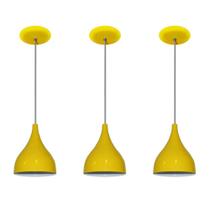 Luminárias pendentes balcão 3 un Amarelo - Shoppingnet