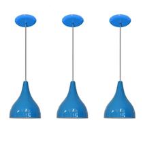 Luminárias pendentes balcão 3 un Azul