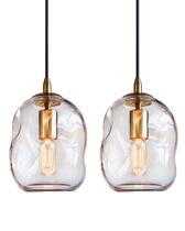Luminárias pendentes CASAMOTION 2 unidades em vidro e latão, 20 cm (8")