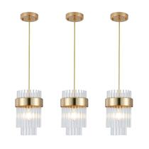 Luminárias pendentes Dijiahua Kitchen Island Gold, pacote com 3 unidades com cordão