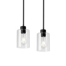Luminárias pendentes KLSS Black Kitchen Island Glass, pacote com 2