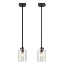 Luminárias pendentes KLSS Black Seeded Glass Kitchen Island (pacote com 2)