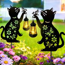 Luminárias Solares para Jardim ANGMLN Gato, Kit com 2 Lanternas Impermeáveis Luminárias Solares para Jardim ANGMLN Gato, Kit com 2 Lanternas Impermeáveis