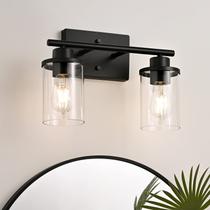 Luminárias Vanity Light EDISHINE 2-Light Bathroom Matte Black