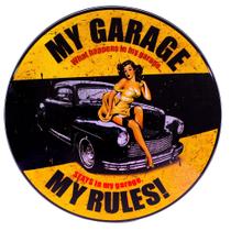 Luminoso de Parede My Rules Minha Garagem Minhas Regras Retrô Vintage Bar, Garagem, Churrasqueira, Espaço Gourmet