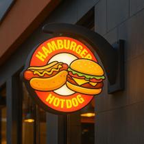 Luminoso Led Dupla Face Hamburguer E Hotdog Cachorro Quente