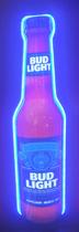 Luminoso Neon e Led em Formato de Garrafa 3D com Alto Relevo e Acabamento da Cerveja Bud Light Para Decorar Bar Garagem Espaço Gourmet
