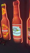 Luminoso Neon e Led em Formato de Garrafa 3D com Alto Relevo e Acabamento da Cerveja Budweiser Para Decorar Bar Garagem Espaço Gourmet