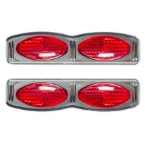 Luminoso oval Olho de Gato vermelho com base cromada