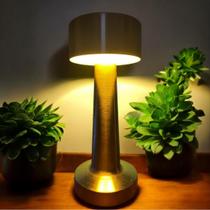 Luminy Touch Luminária Abajur Sem Fio Led várias cores Recarregável Dimável USB Premium Metal Escovado Moderno