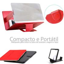 Lupa Ampliadora Tela De Celular Aumentar Smartphone 3D Universal HD Portátil Dobrável Leve Vermelho