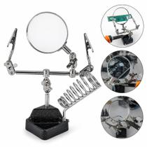 Lupa bancada eletronica terceira mao garras jacare suporte ferro solda articulavel hobby serralheria Lupa bancada eletronica terceira mao garras jacare suporte ferro solda articulavel hobby serralheria