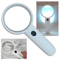 Lupa com Aumento 3x e Iluminação 2 LEDs Ideal para Leitura e Detalhes Pequenos LK1065