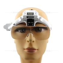 Lupa Com Led E Lentes Ajustável Em Formato De Óculos