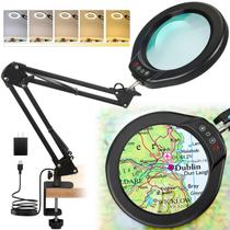 Lupa com Luz LED 10X Ajustável - Lâmpada de Mesa