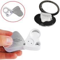 Lupa Conta Fio 30x 60x Lente Dupla Com LED Branco Portátil Profissional Flexivel Resistente 98891